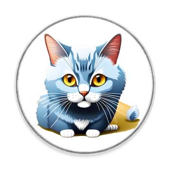 Blue Kitten - Round  fridge magnet - white - Front