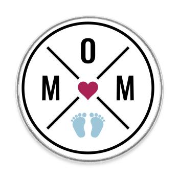 Maman Coeur Bébé Bébé Pieds Maman Amour Fête des Mères Maman - Magnet rond - blanc - Devant