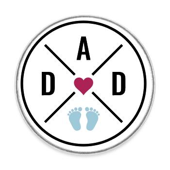 DAD Heart Baby Baby Feet Dad Love Father's Day Dad - Round  fridge magnet - white - Front