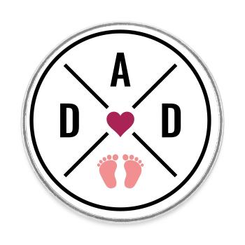 DAD Heart Baby Baby Feet Dad Love Father's Day Dad - Round  fridge magnet - white - Front