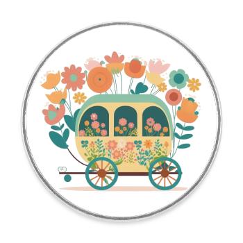 The Fairy Tale Carriage 2 - Round  fridge magnet - white - Front