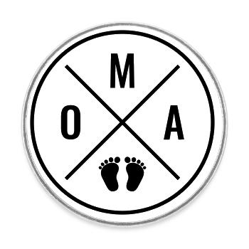 OMA HERZ BABY BABYFÜßE LIEBE (Farbe anpassbar) OMA - Runder Kühlschrankmagnet - Weiß - Vorne