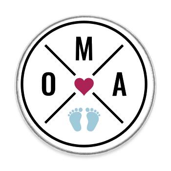 OMA HERZ BABY BABYFÜßE LIEBE Farben anpassbar OMA - Runder Kühlschrankmagnet - Weiß - Vorne