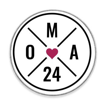 Oma 24 - Oma Herz - Oma 2024 - Runder Kühlschrankmagnet - Weiß - Vorne
