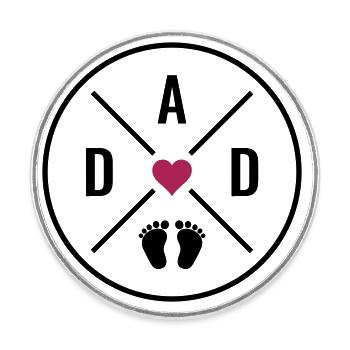 DAD Herz Baby Babyfüße Vater Liebe Vatertag Papa - Runder Kühlschrankmagnet - Weiß - Vorne