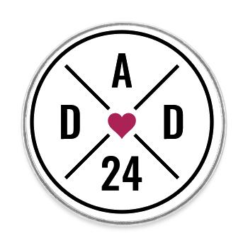 Dad 24 Heart Baby Dad Love Father's Day Dad 2024 - Round  fridge magnet - white - Front