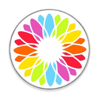 Mandala de fleurs arc-en-ciel - Magnet rond - blanc - Devant