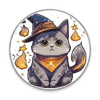 Assistant félin - Magnet rond - blanc - Devant