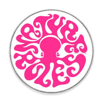 NATURE RULES! psychedelic octopus sixties magenta - Runder Kühlschrankmagnet - Weiß - Vorne