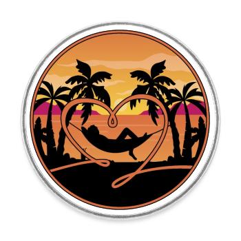 Sonnenuntergang Palmen Meer Strand Herz Hängematte - Runder Kühlschrankmagnet - Weiß - Vorne
