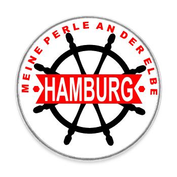 Hamburg Perle - Runder Kühlschrankmagnet - Weiß - Vorne