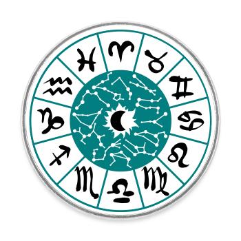 Cercle du zodiaque - Magnet rond - blanc - Devant