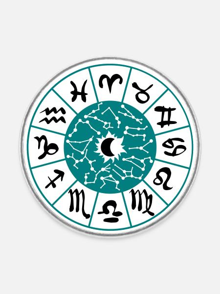 Tierkreis-Kreis - Runder Kühlschrankmagnet - Weiß