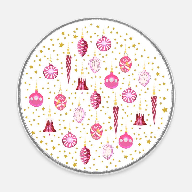 Xmas Galaxy Pink - Round fridge magnet - white