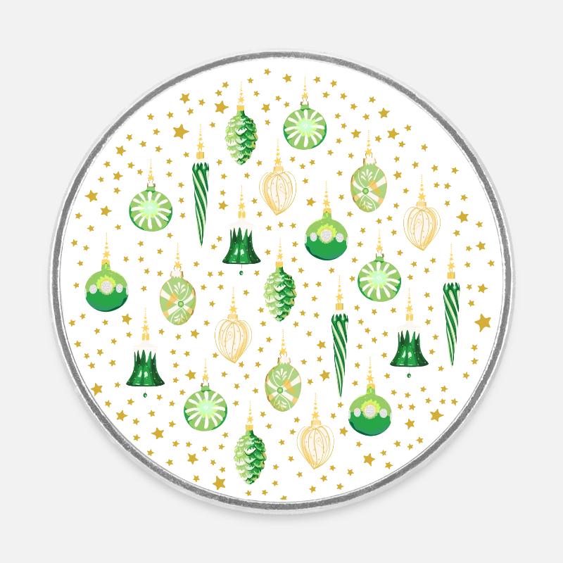 Xmas Galaxy Green - Round  fridge magnet - white