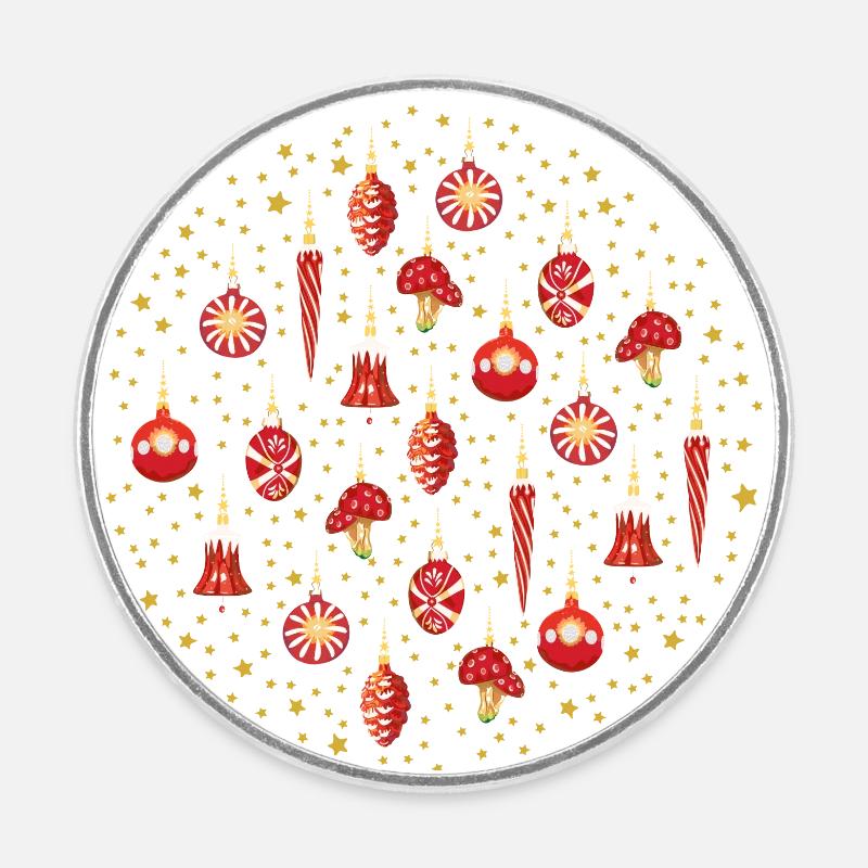 Galaxie de Noël Rouge - Magnet rond - blanc
