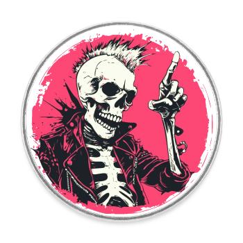 Rebel Bones: A Punk Rock Skeleton - Round  fridge magnet - white - Front