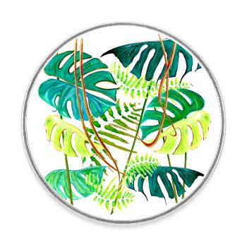 Monstera-Regenwald - Runder Kühlschrankmagnet - Weiß - Vorne