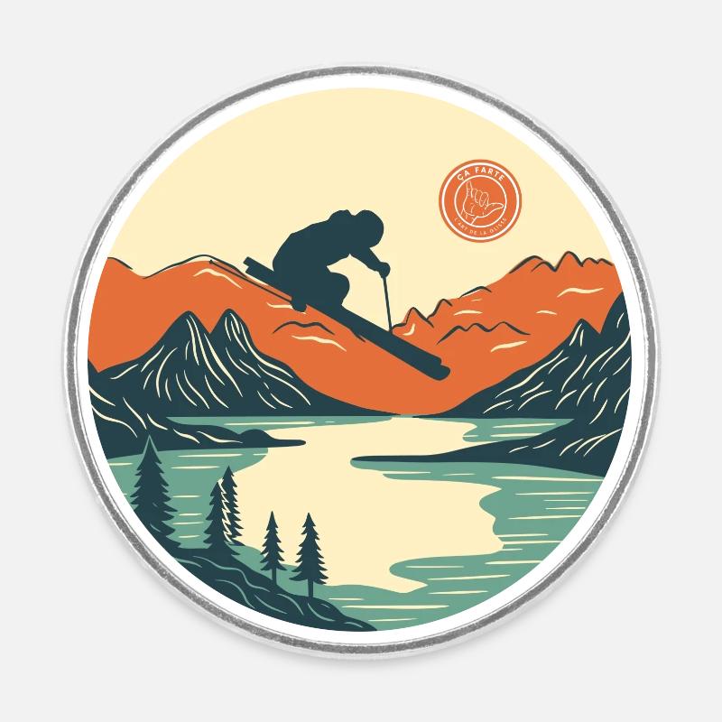 Ça farte Ski - Magnet rond - blanc