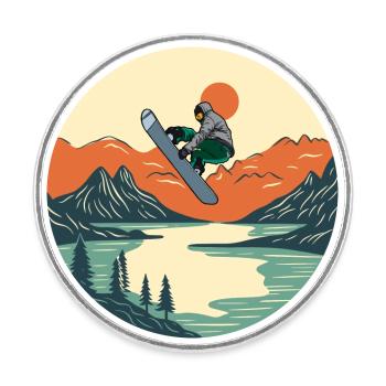 Snowboarden - Runder Kühlschrankmagnet - Weiß - Vorne