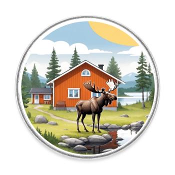 Nature Life Sweden Logo Moose Blog House Nature - Round  fridge magnet - white - Front