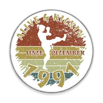 33. Geburtstag Alive and kickin since 12/1991 - Runder Kühlschrankmagnet - Weiß - Vorne