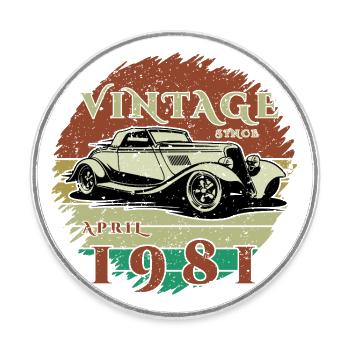 44ème Anniversaire - Classique - Millésime depuis 04/1981 - Magnet rond - blanc - Devant