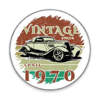 55ème Anniversaire - Classique - Millésime depuis 04/1970 - Magnet rond - blanc - Devant