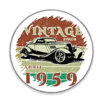 66th Birthday - Classic - Vintage since 04/1959 - Round  fridge magnet - white - Front