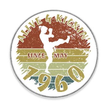 65. Geburtstag Alive and kickin since 05/1960 - Runder Kühlschrankmagnet - Weiß - Vorne