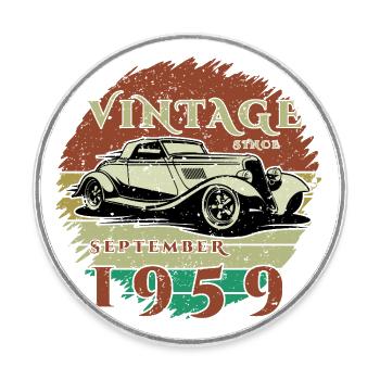 66th Birthday - Classics - Vintage since 09/1959 - Round  fridge magnet - white - Front