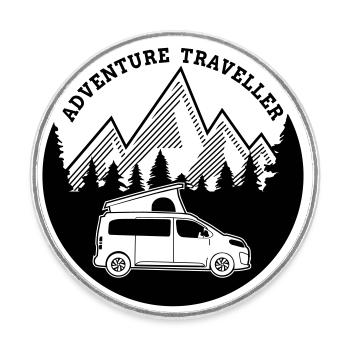 Voyage d’aventure Campster Van - Magnet rond - blanc - Devant