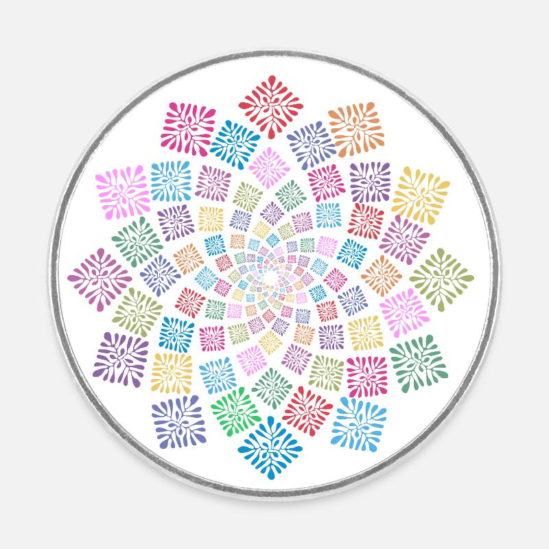 Kaleidoscope - Round  fridge magnet - white