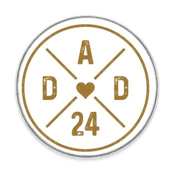 Papa 24 Descendance Père Bébé Annonce Papa 2024 - Magnet rond - blanc - Devant