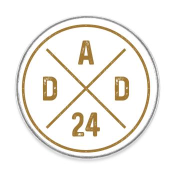 Papa 24 Descendance Père Bébé Annonce Papa 2024 - Magnet rond - blanc - Devant