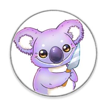 Koala mit Messer - Runder Kühlschrankmagnet - Weiß - Vorne