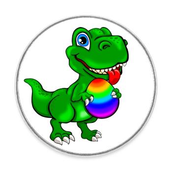 Dino à l’œuf de Pâques - Magnet rond - blanc - Devant