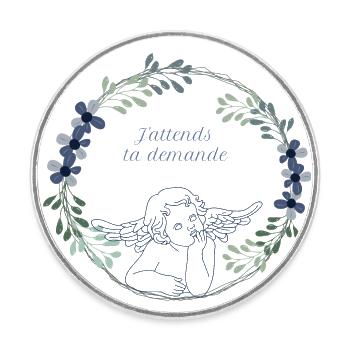 j attends ta demande - Magnet rond - blanc - Devant
