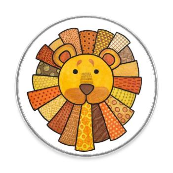 Lion mignon bébé lion enfants kawaii chambre d’enfant - Magnet rond - blanc - Devant