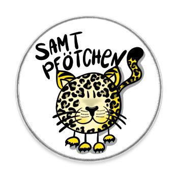 Leopard Samtpfötchen - Runder Kühlschrankmagnet - Weiß - Vorne