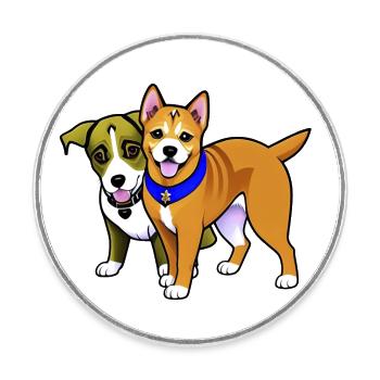 Two cute dogs - Round  fridge magnet - white - Front