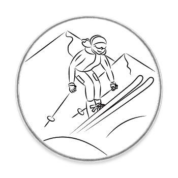 Skifahren in den Bergen - Runder Kühlschrankmagnet - Weiß - Vorne