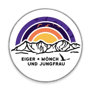 Eiger Mönch und Jungfrau Berge Schweizer Alpen - Runder Kühlschrankmagnet - Weiß - Vorne