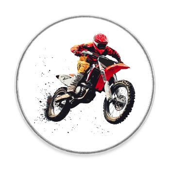 Conception du Motorcross - Magnet rond - blanc - Devant