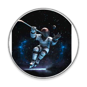 Eishockey Space Power - Runder Kühlschrankmagnet - Weiß - Vorne