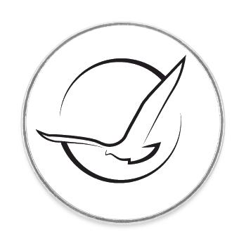 L'oiseau, dessin animiste essenien, noir - Magnet rond - blanc - Devant