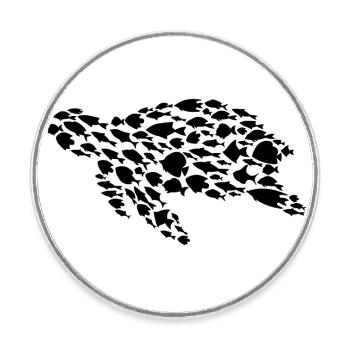 Turtle Ocean Fish Sea Turtle - Round  fridge magnet - white - Front