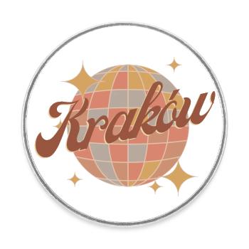 Kraków Krakow Krakow Poland Retro Vintage Design - Round  fridge magnet - white - Front