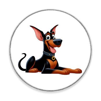 doberman - Magnet rond - blanc - Devant