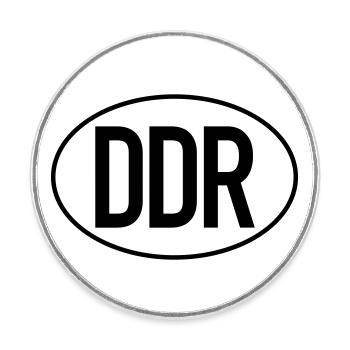 DDR license plate (two-colored) - Round  fridge magnet - white - Front